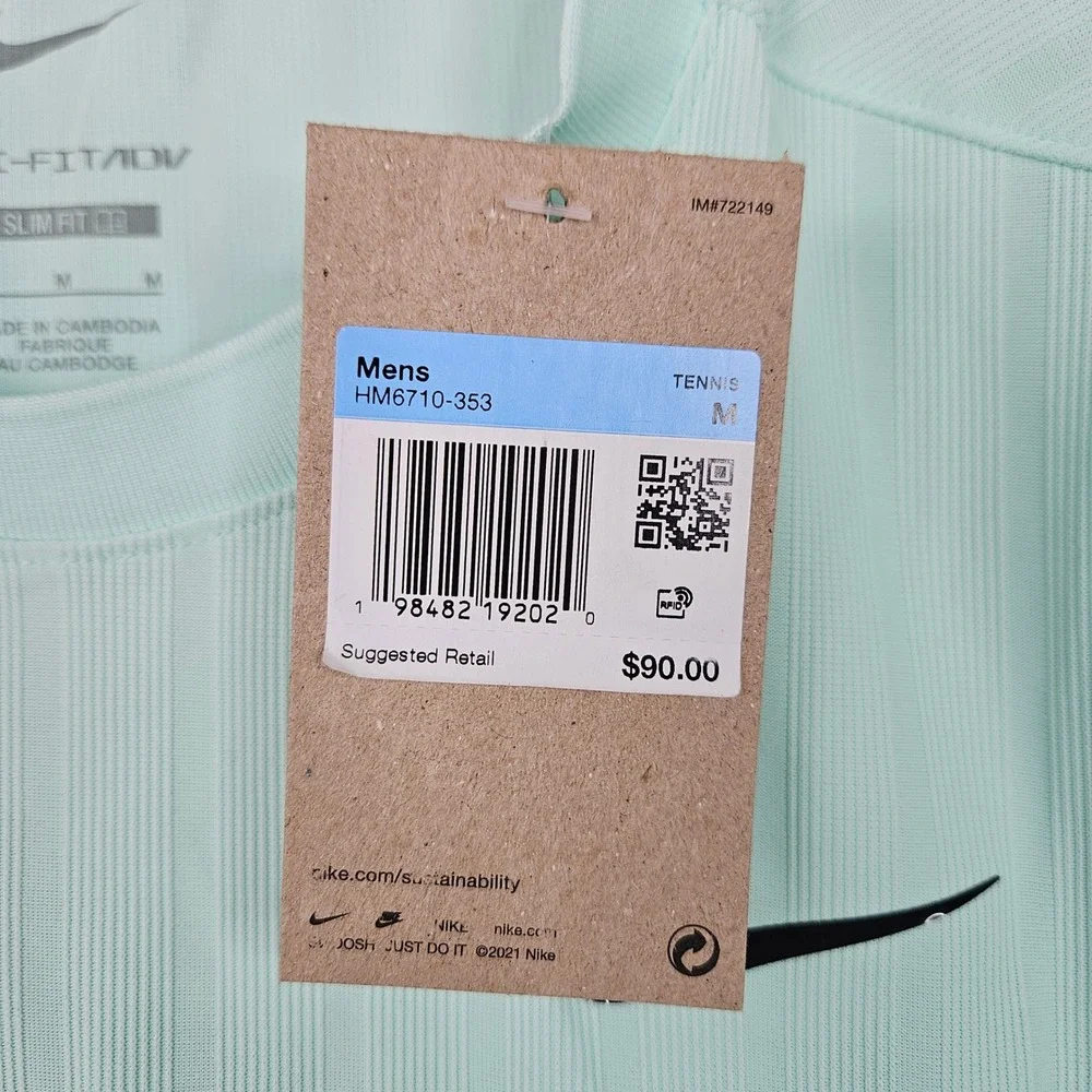 NikeCourt Dri-FIT ADV Slam Mens Tennis Top Mint Green HM6710-353 Medium New